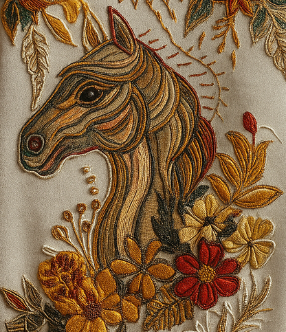 Vintage Embroidered Horse Sweater – Floral Boho Knit Pullover (Unisex Rustic Western Aesthetic)