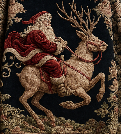 Luxury Tapestry Christmas Sweater – Vintage Woven Holiday Pullover with Reindeer Scene (Unisex)