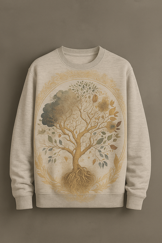 Tree of Life Vintage Sweatshirt – Spiritual Nature Art Pullover | Earthy Aesthetic Unisex Cozy Crewneck
