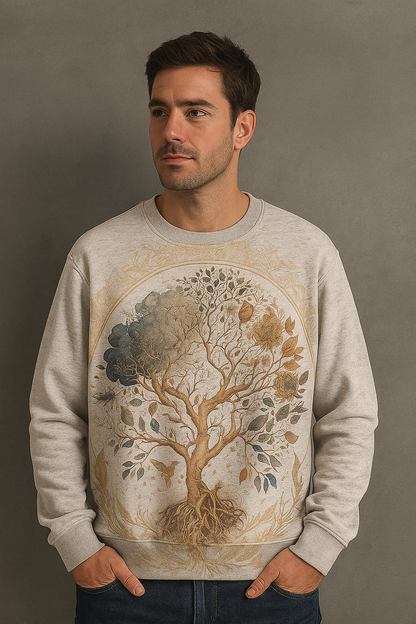 Tree of Life Vintage Sweatshirt – Spiritual Nature Art Pullover | Earthy Aesthetic Unisex Cozy Crewneck