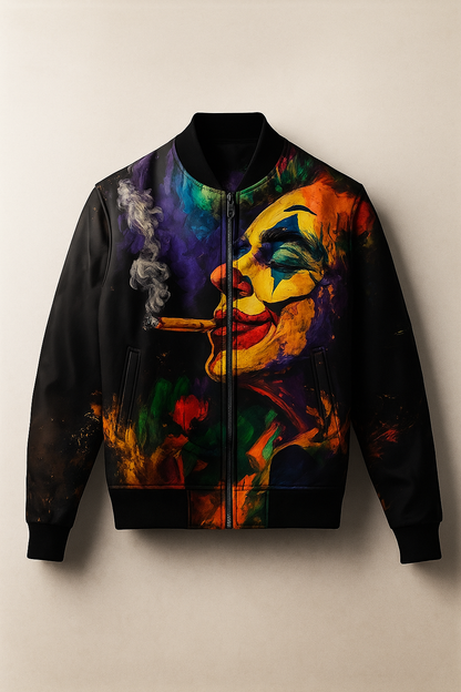 Geometric Multicolor Maze Bomber Jacket – Abstract Street Art Pattern | Unisex Zip-Up Jacket