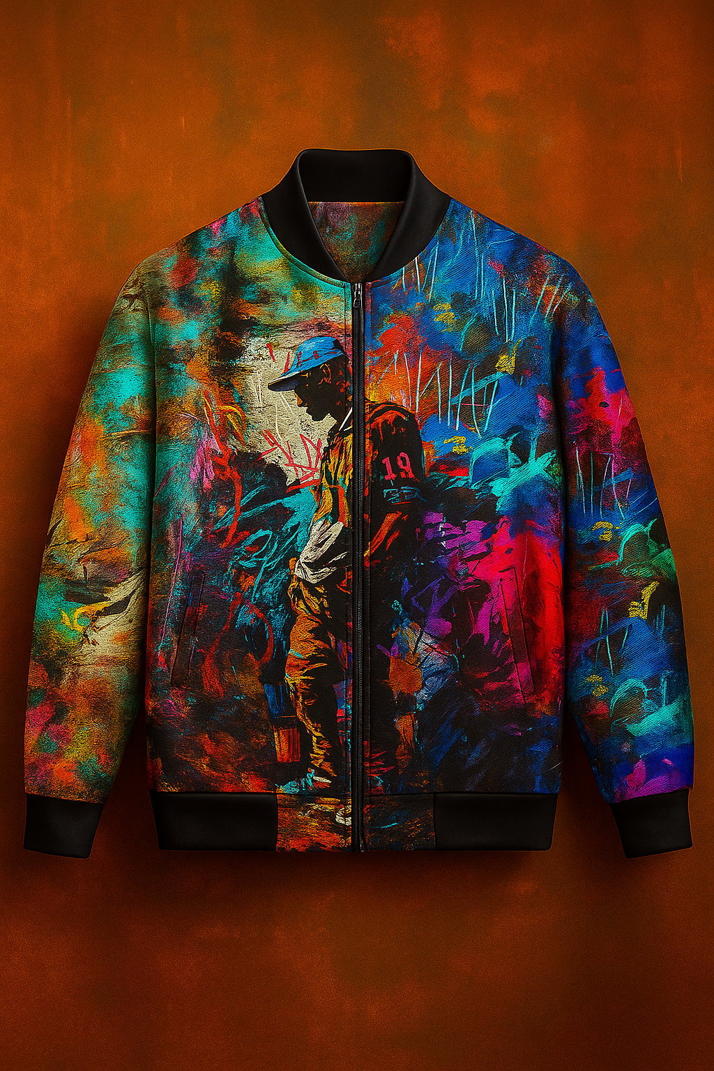 Geometric Multicolor Maze Bomber Jacket – Abstract Street Art Pattern | Unisex Zip-Up Jacket
