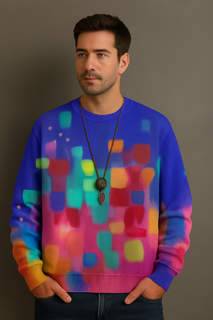 Vibrant Abstract Art Sweatshirt – Colorful Modern Streetwear Pullover | Unisex Bold Pattern Crewneck