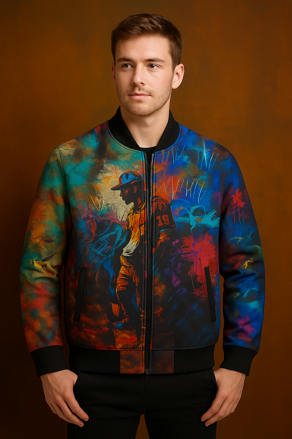 Geometric Multicolor Maze Bomber Jacket – Abstract Street Art Pattern | Unisex Zip-Up Jacket