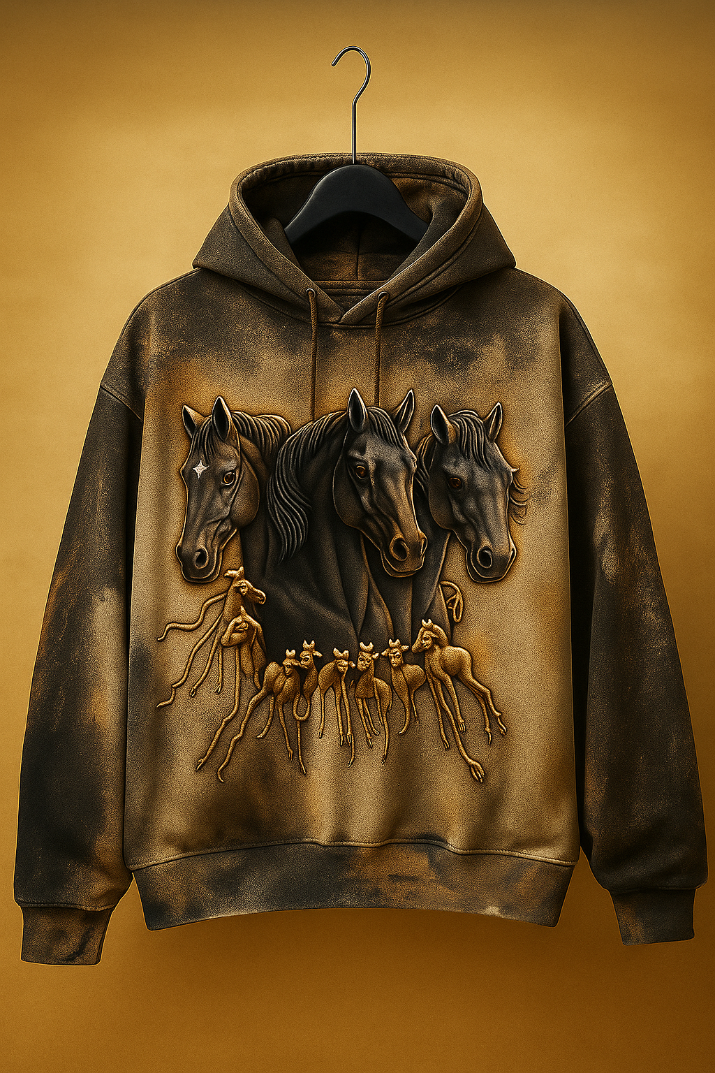 Wild Stallions Hoodie – 3D Horse Art Sweatshirt | Rustic Western Unisex Hoodie