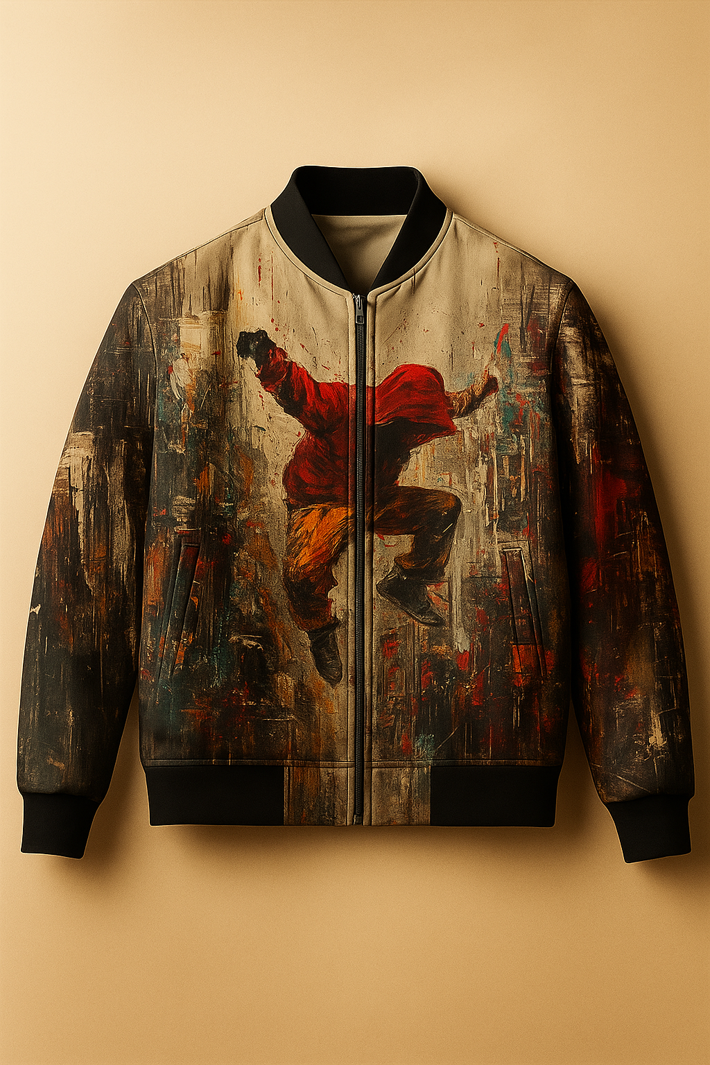 Urban Street Art Bomber Jacket – Bold Graffiti-Style Dance Illustration | Artistic Streetwear Jacket for Men & Women