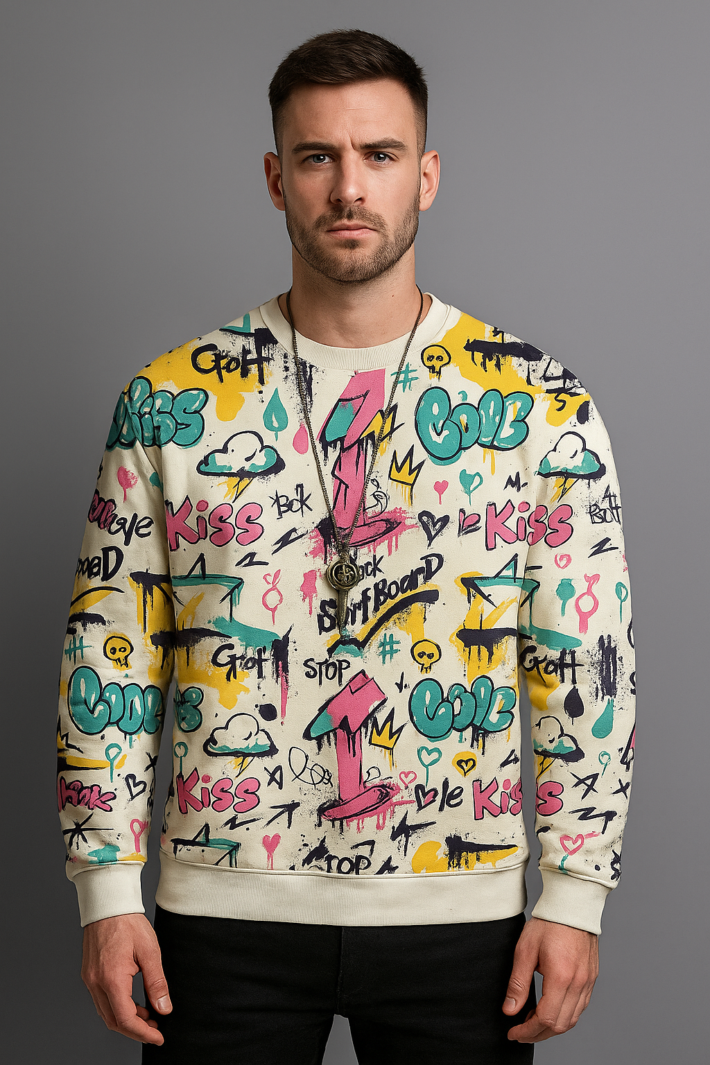 Graffiti Street Art Sweatshirt – Colorful Urban Graphic Pullover | Cool Spray-Paint Style Unisex Crewneck