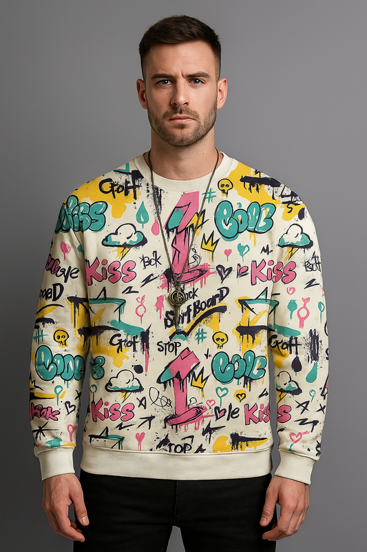 Graffiti Street Art Sweatshirt – Colorful Urban Graphic Pullover | Cool Spray-Paint Style Unisex Crewneck
