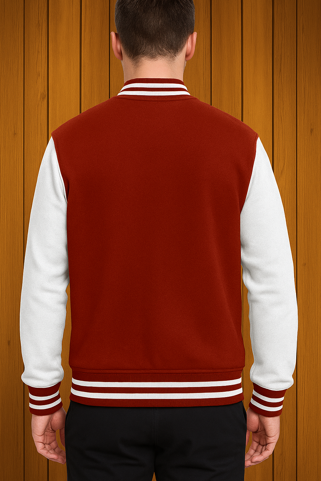 Red & White Varsity Letterman Jacket – Classic Retro Baseball Bomber | Unisex Streetwear Jacket